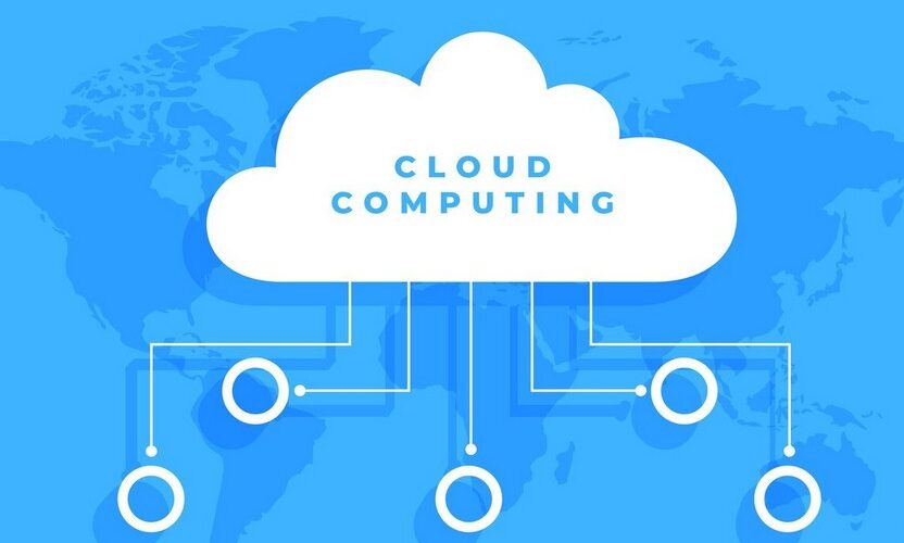 Concetto grafico di cybersecurity per ambienti cloud e on-premise nelle piccole imprese