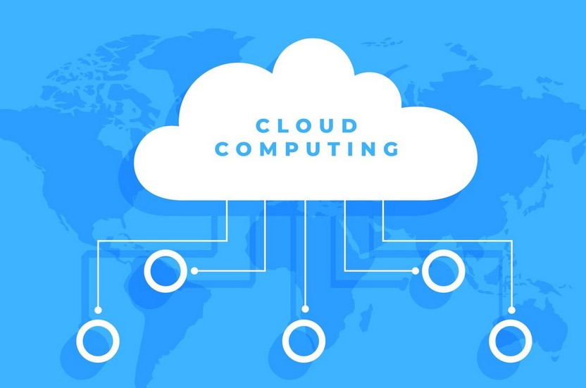 Concetto grafico di cybersecurity per ambienti cloud e on-premise nelle piccole imprese