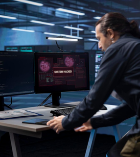 Professionista della cybersicurezza che esegue un Penetration Testing per individuare vulnerabilità nei sistemi informatici aziendali 